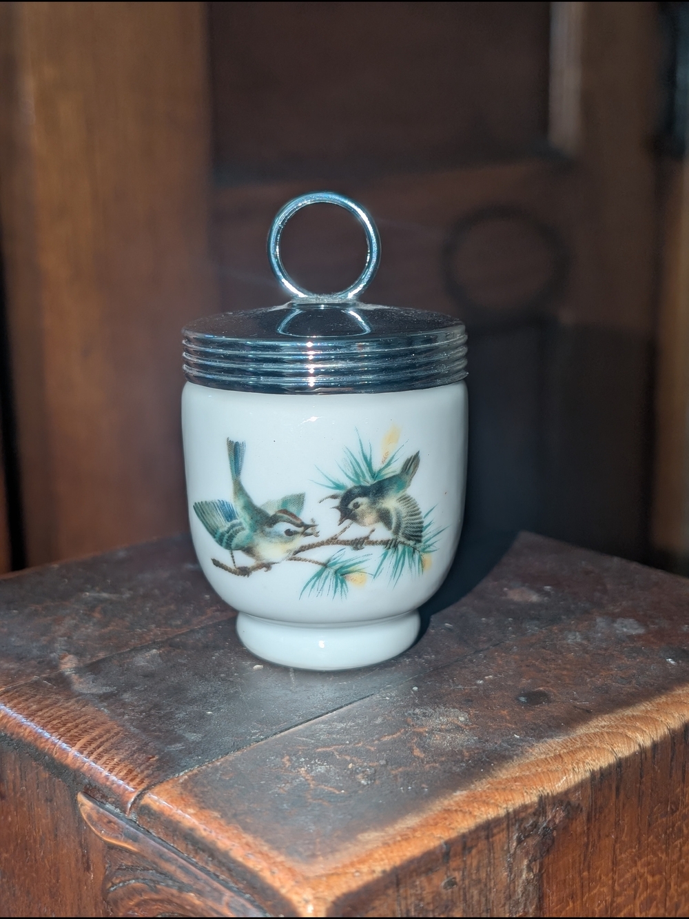 Vintage Royal Worcester Egg Coddler England BIRDS Porcelain 3.5” Tall